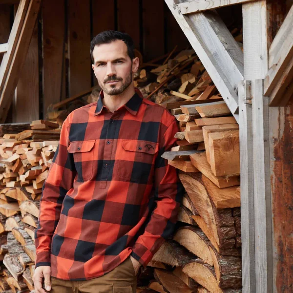 Ridgeline Mens Yukon Organic Cotton Shirt Rust - Image 2