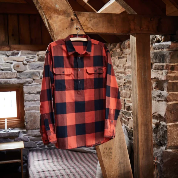 Ridgeline Mens Yukon Organic Cotton Shirt Rust - Image 3